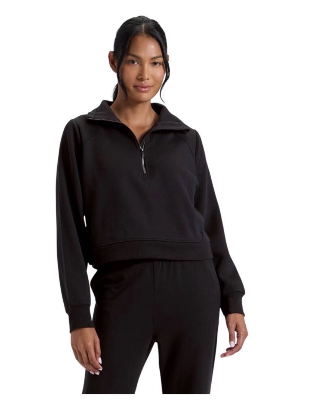 Women’s Black Cropped Sweatshirt with Thumbholes XXL